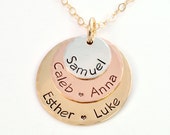Personalized Layered Mother's Name Necklace, Mixed Metals, Gold and Silver, Mother's Necklace, Gift for Mom