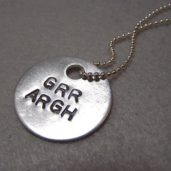 GRR ARGH aluminum pendant necklace
