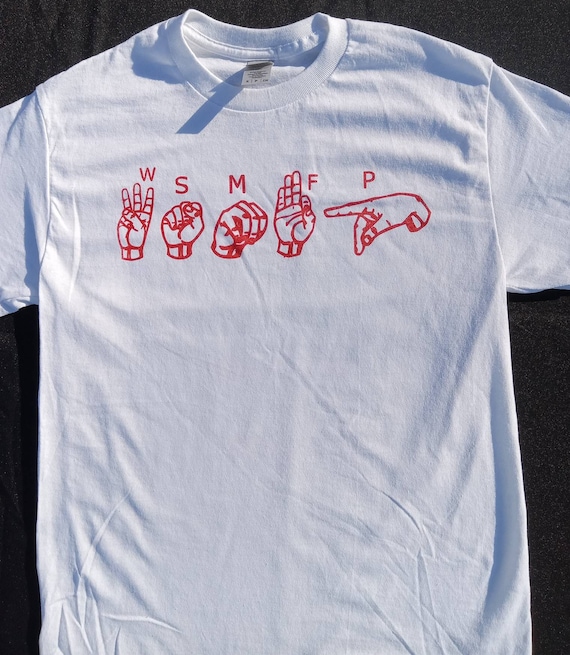 Widespread Panic Sign Language T-Shirt: WSMFP White Cotton Tee