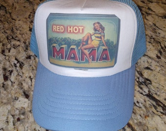 Widespread panic red hot mama light blue trucker hat