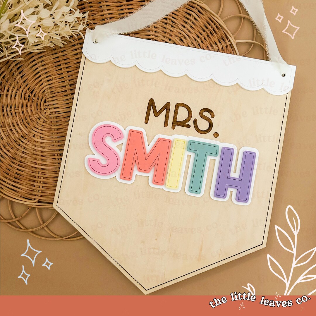 Back to School Teacher Door Sign Custom Teacher Gift Personalized Name ...