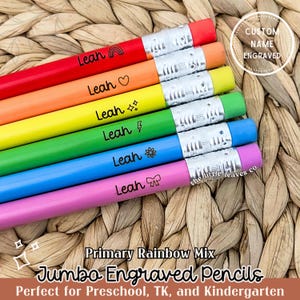Custom Pencils Jumbo Pencils Personalized for Back to School Rainbow Pencils with Names for First Day of School Gift