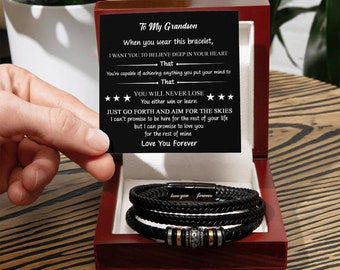 To My Grandson Bracelet, Gift For Grandson, Grandson Gift From Grandparents, Grandson Bracelet Gift From Grandma & Grandpa