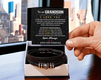 To My Grandson Bracelet, Gift For Grandson, Grandson Gift From Grandparents, Grandson Bracelet Gift From Grandma & Grandpa