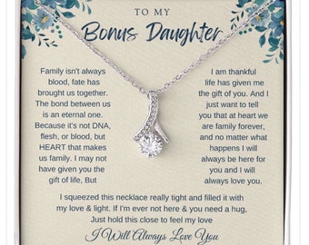 To My Bonus Daughter Necklace - I Will Always Love You - Alluring Beauty Necklace