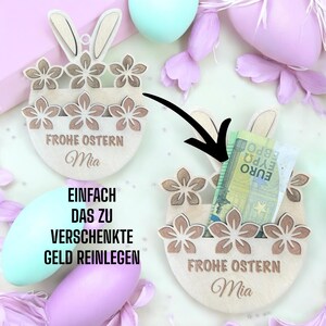 Personalisiertes Oster-Geldgeschenk aus Holz |Frohe Ostern Geldhalter |Individuelles Ostergeschenk mit Namen |Osterdeko Holz Osterornament