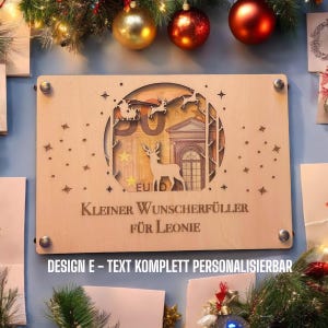 Gepersonaliseerde houten geldcadeaukaart, kerstgeldcadeau, wensvervuller, kerstgeldkaart, geschenkverpakking met naam