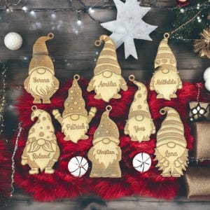 Gnomo personalizzato | Etichette regalo a tema natalizio | Decorazione natalizia | Ciondolo albero di Natale | Confezione regalo