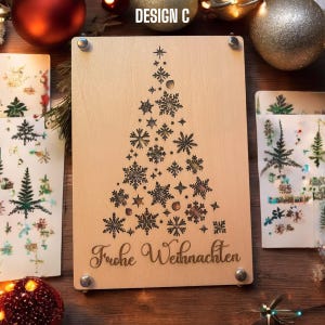 Carta regalo personalizzata con denaro in legno, regalo di denaro di Natale, esauditore di desideri, carta di denaro di Natale, confezione regalo con nome