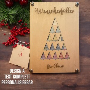Gepersonaliseerde houten geldcadeaukaart, kerstgeldcadeau, wensvervuller, kerstgeldkaart, geschenkverpakking met naam