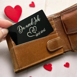 Liebes Visitenkarten Personalisierte Liebeskarte für Geldbörse| Metallic Geschenkkarte mit Liebesspruch | Wallet Card | Geschenk für Partner