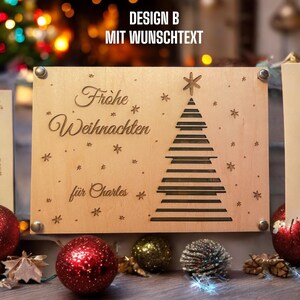 Personalisierte Geldgeschenkkarte aus Holz, Weihnachten Geldgeschenk, Wunscherfüller, Weihnachtliche Geldkarte, Geschenkverpackung mit Namen