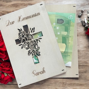 Personalisierte Geldgeschenkkarte aus Holz, Weihnachten Geldgeschenk, Wunscherfüller, Weihnachtliche Geldkarte, Geschenkverpackung mit Namen