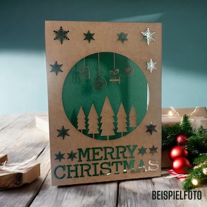 Handgefertigte Weihnachtskarten Set | Filigrane Laser-Cut Motive | Kraftpapier | Weiß, Rot oder Grün | 5 Designs | im Set oder Einzel