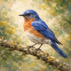 Bluebird Oil Painting - Etsy