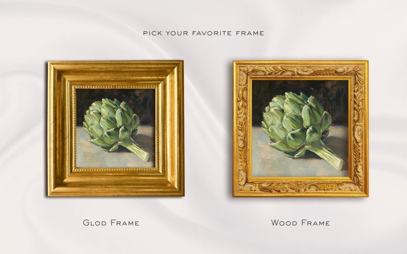 Green Artichoke Oil Painting on Canvas 4×4 Handmade Miniature Vegetable ...