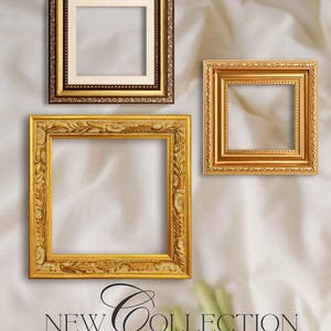 Marco de fotos vintage de 4 x 4, hecho a mano, de resina y madera ornamentada en dorado o marrón, para exhibir en la pared o sobre la mesa.