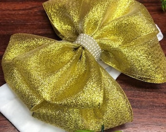 Gold hair bow
