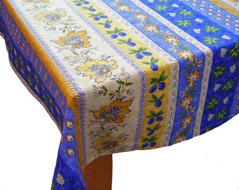 Monaco Blue and Yellow Floral French Provence Tablecloth