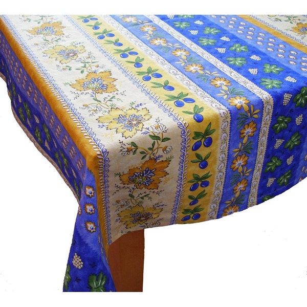 Monaco Blue and Yellow Floral French Provence Tablecloth