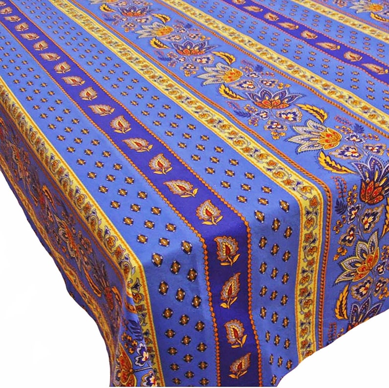 French Country Blue and Yellow Floral Wipe Clean Tablecloth image 1