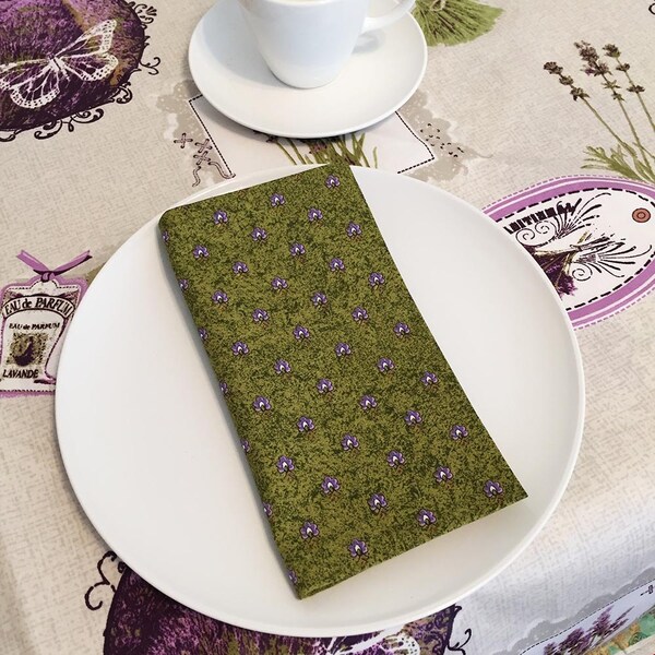 Village Vanguard Napkins in Tea Rose Lavender Aqua Set of 4