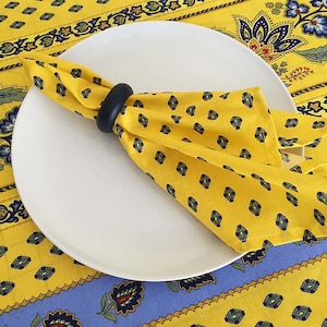 Set of French Provence Yellow and Blue Napkins 画像 1