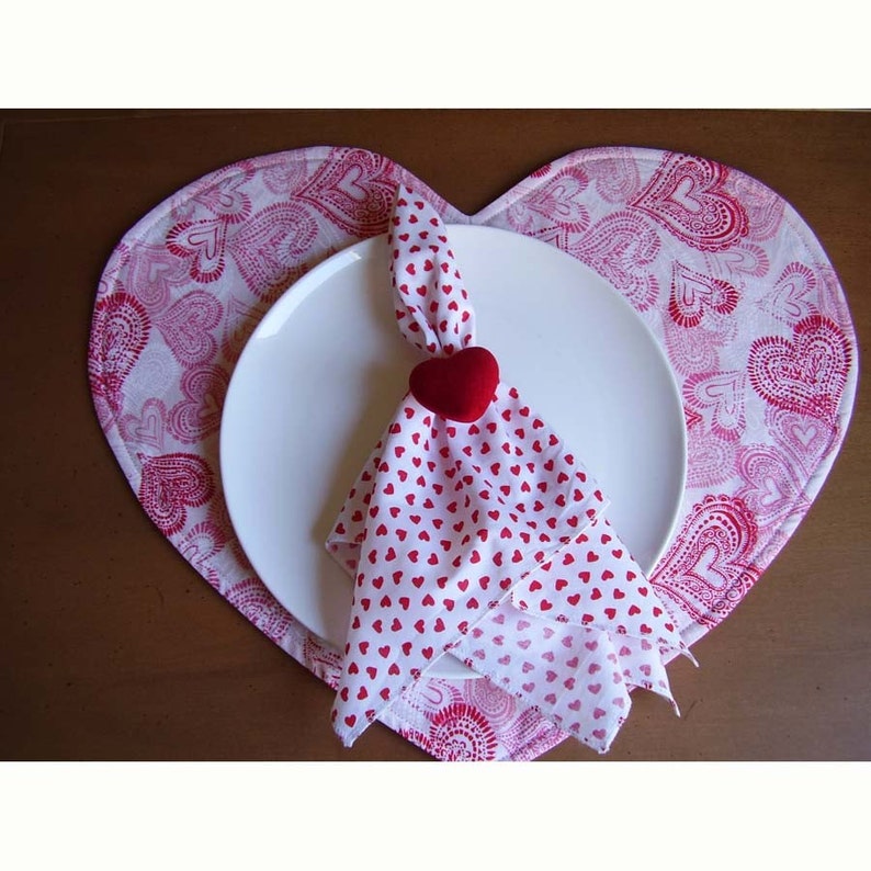 Heart Shaped Placemats Heart Placemats Valentine Placemats Etsy