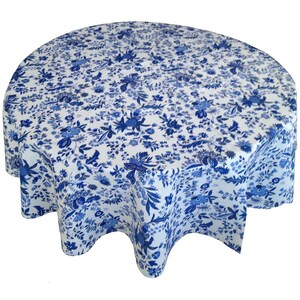 French Provence Blue and White Tablecloth, Up to 70 Wide Tablecloth image 3