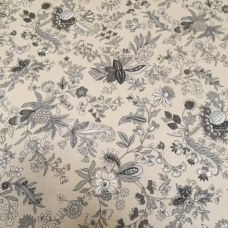French Provence Tablecloth, French Country Grey and Beige Tablecloth image 3