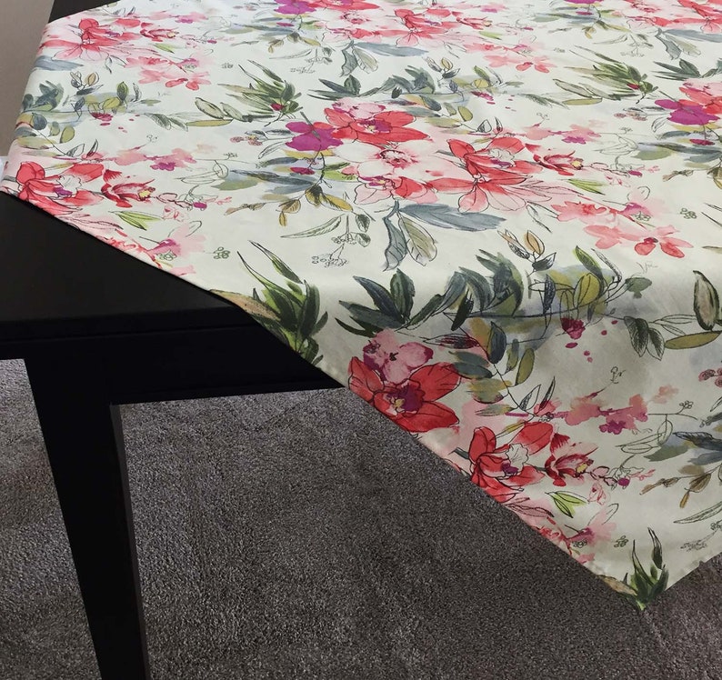 Floral Petals Table Throw, Floral Tablecloth For Any Size Table or Table Runner image 2