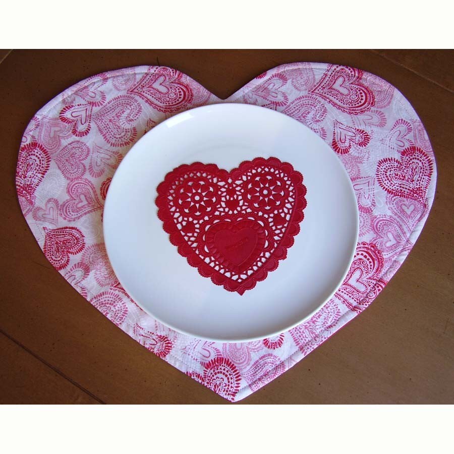 Heart Shaped Placemats Heart Placemats Valentine Placemats Etsy