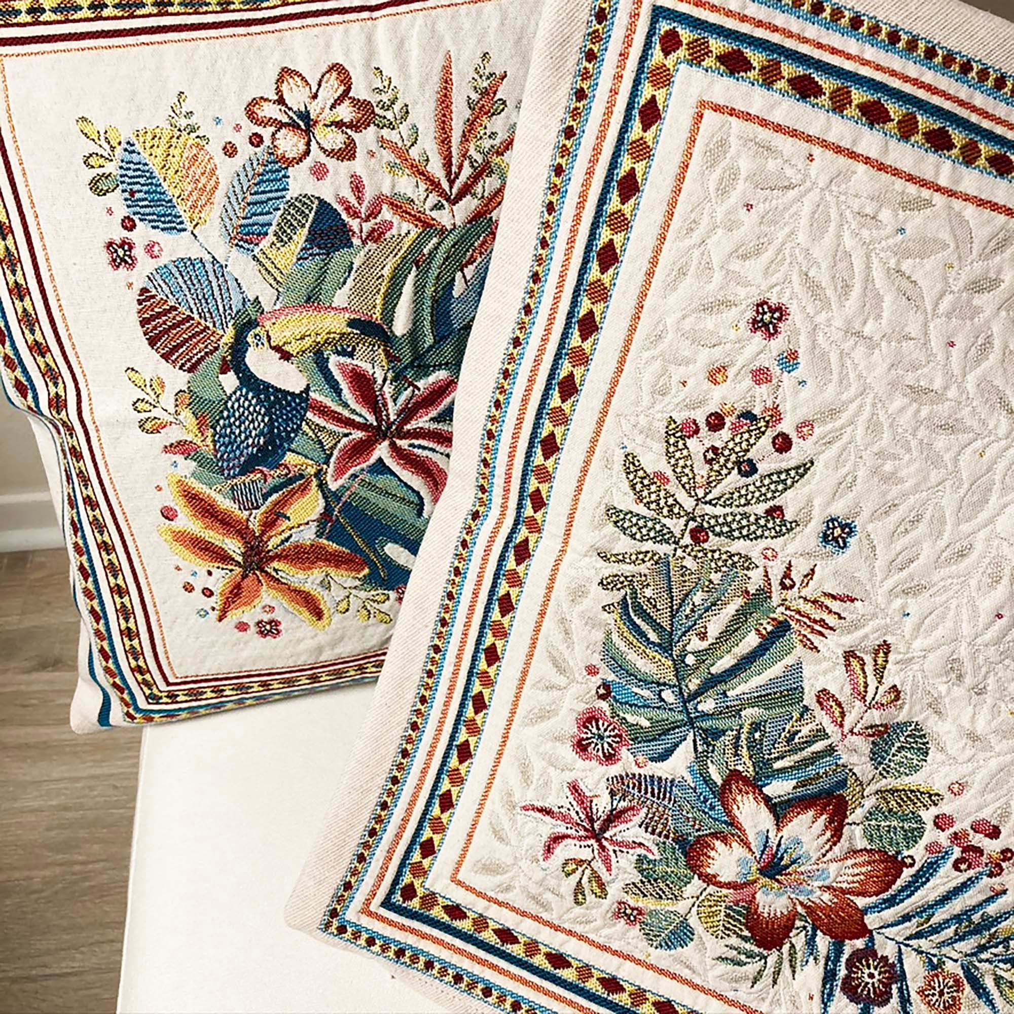 Tropical Jacquard Tapestry Floral Pillow Cases Etsy UK