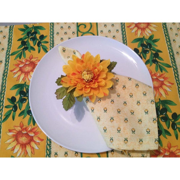 French Country Sunflower on Yellow Placemats and Napkins