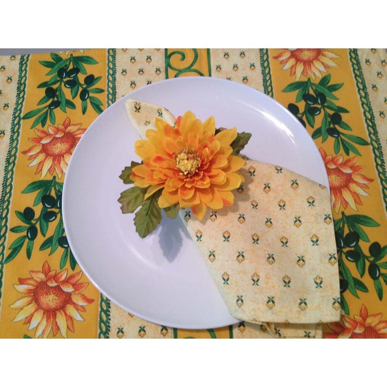 French Country Sunflower on Yellow Placemats and Napkins Etsy