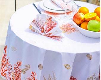 Stunning Coral Wipe Clean 70" Round Tablecloth