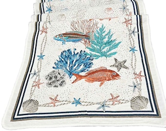 French Jacquard Tropical Fish Runner