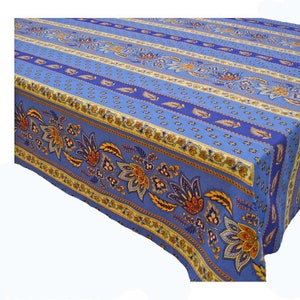 French Country Blue and Yellow Floral Wipe Clean Tablecloth image 2