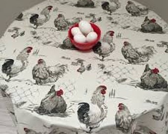 French Country Coated Roosters and Wire Tablecloth