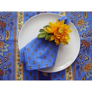 French Country Blue and Yellow Floral Wipe Clean Tablecloth image 4