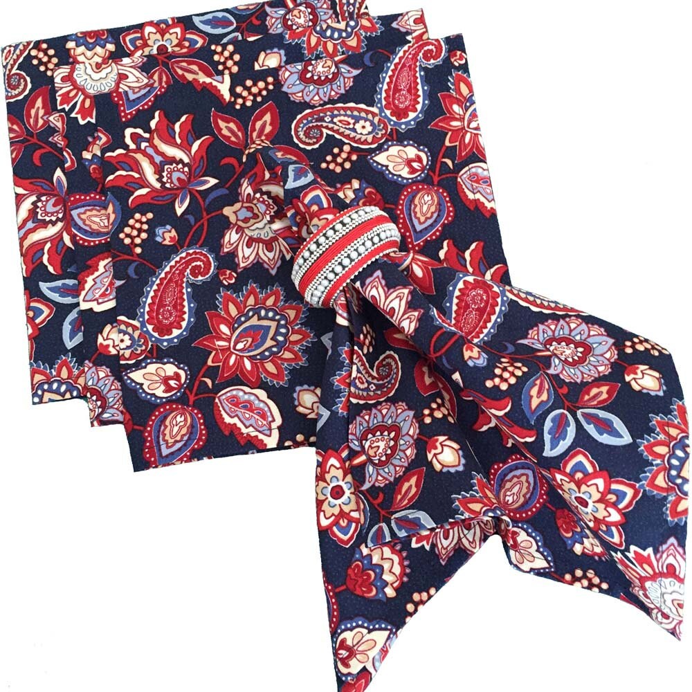 Red White and Blue Floral Napkins Patriotic Napkins Etsy