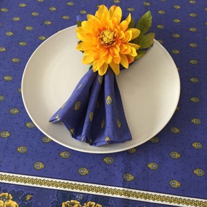 Set of French Provence  Blue and Yellow Small Floral Napkins