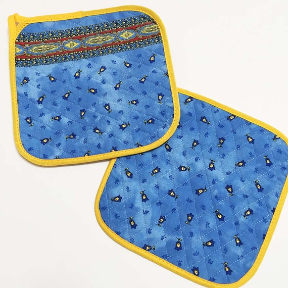 Pot Holders French Pot Holders Blue Pot Holders Etsy
