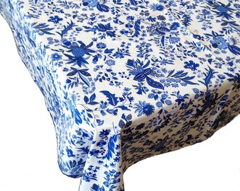 Blue and White Floral French Provence Tablecloth