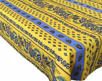 Yellow and Blue Floral French Country Tablecloth