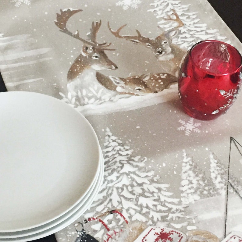 Winter Scene with Deer Table Runner image 1