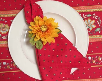 French Country Napkins, Red and Yellow Napkins, "Vence"