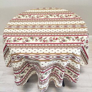 Soft Red and Ivory French Country Floral Tablecloth, Extra-Wide Tablecloths image 2