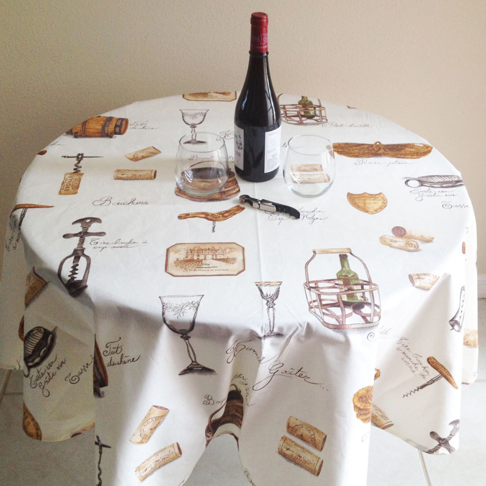 Bistro Tablecloth Wine Tablecloth Acrylic Coated Tablecloth Etsy