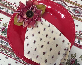 Soft Red and Ivory French Country Floral Tablecloth, Extra-Wide Tablecloths